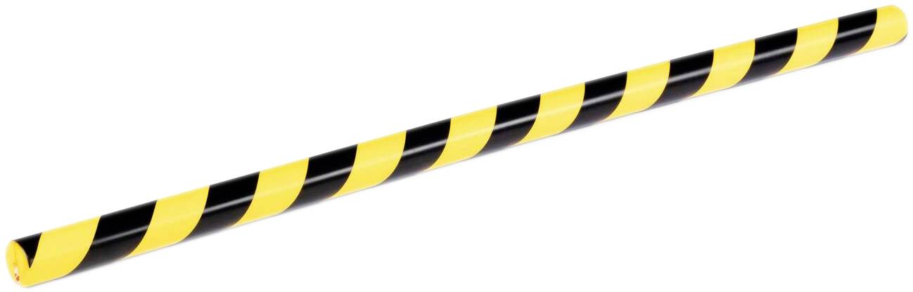 Ein langer, diagonaler Stab mit schwarz-gelben Streifen, oft als Sicherheitswarnung oder zur Kennzeichnung von Gefahrenbereichen verwendet.