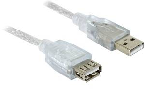 Ein USB-Verlängerungskabel mit einem männlichen Stecker auf einer Seite und einem weiblichen Anschluss auf der anderen Seite.