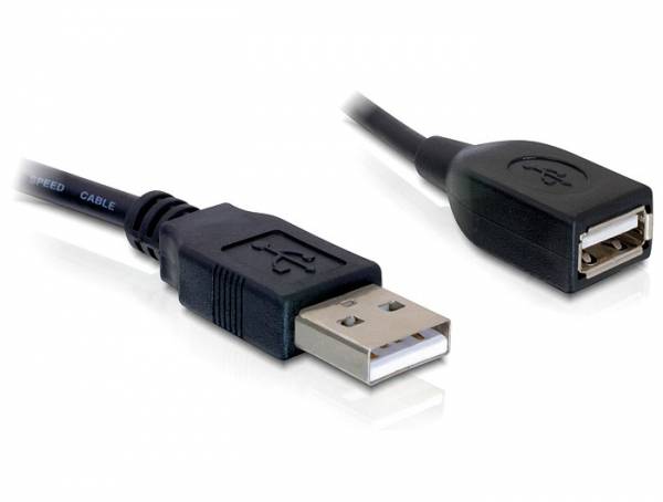 Ein USB-Verlängerungskabel mit einem männlichen und weiblichen Anschluss.