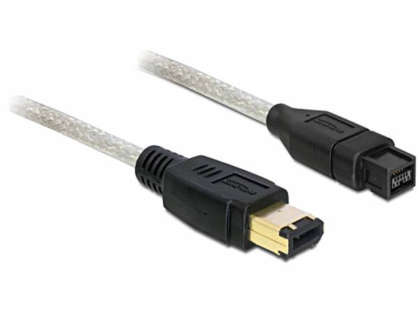 Delock FireWire Anschlusskabel [1x Firewire 6pol Stecker (IEEE1394) - 1x Firewire (800) Stecker 9pol.] 3m Grau