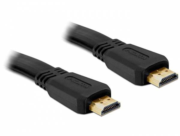 Delock HDMI Anschlusskabel HDMI-A Stecker 5 m Schwarz 82672 flach HDMI-Kabel