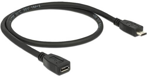 Delock USB-Kabel USB 2.0 USB-Micro-B Stecker, USB-Micro-B Buchse 0.50m Schwarz 83567