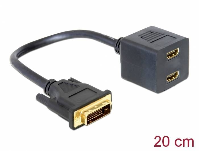 Delock 65069 DVI / HDMI Adapter [1x DVI-Stecker 24+1pol. - 2x HDMI-Buchse] 20cm