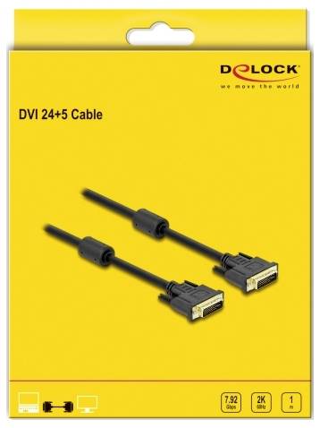 Gelbe Verpackung für ein DVI 24+5 Kabel, zeigt zwei abgebildete Kabel und Markenname oben rechts.