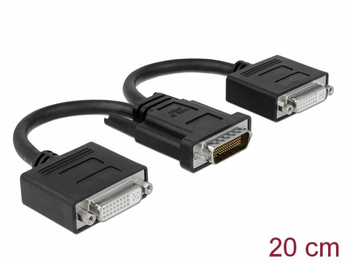 DVI Y-Kabel, 20 cm: Ein DVI-Stecker teilt das Signal auf zwei DVI-Buchsen auf, geeignet für Dual-Monitor-Setups.