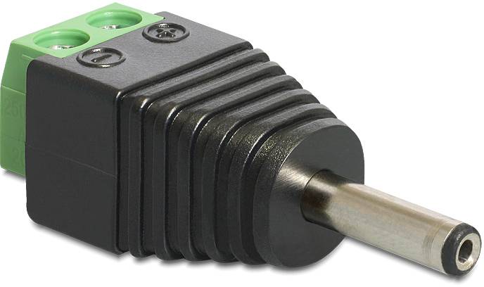 Adapter mit geriffelten schwarzen Gehäuse und Metallstecker, geeignet für Audio- oder elektrische Verbindungen.