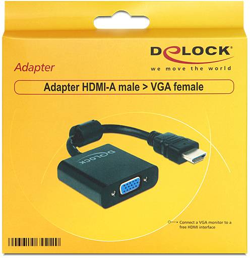 Delock 65512 HDMI / VGA Adapter [1x HDMI-Stecker - 1x D-SUB-Buchse 15pol.] Schwarz 0.25m