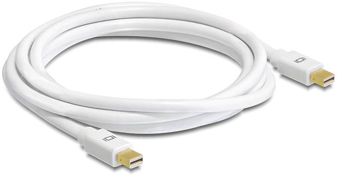 Ein weißes Kabel mit zwei Mini DisplayPort Steckern, verwendet für den Anschluss von Computern an Monitore oder Projektoren.
