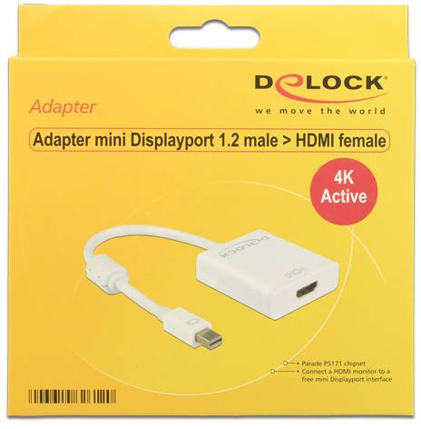 Delock 62612 DisplayPort / HDMI Adapter [1x Mini-DisplayPort Stecker - 1x HDMI-Buchse] Weiß 0.20m