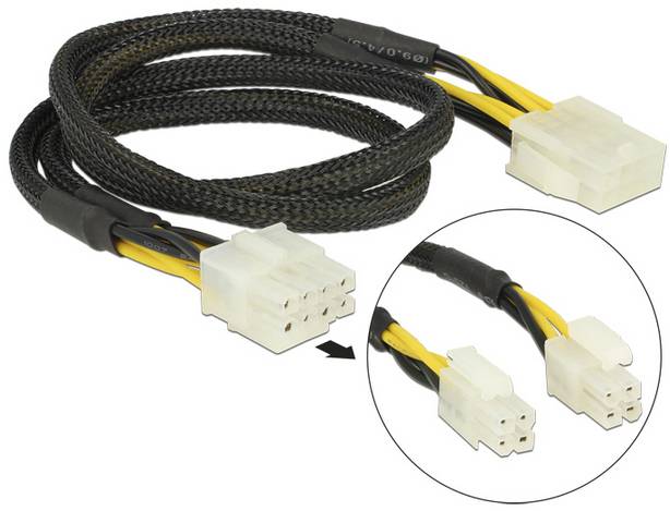 Delock Strom Anschlusskabel 44cm Schwarz, Gelb