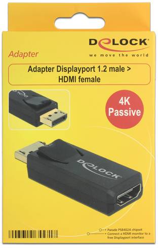 Delock 65571 DisplayPort / HDMI Adapter [1x DisplayPort Stecker - 1x HDMI-Buchse] Schwarz