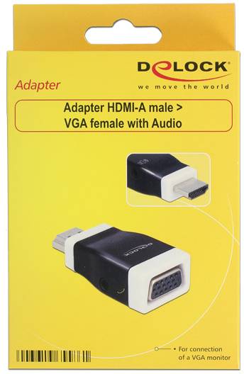 Delock 65586 HDMI / VGA Adapter [1x HDMI-Stecker - 1x D-SUB-Buchse 15pol.] Schwarz, Weiß