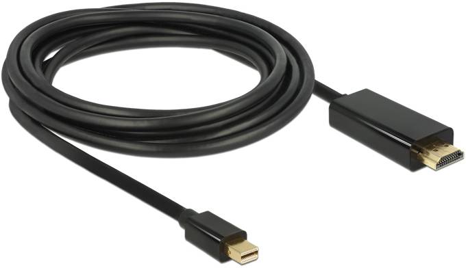Delock HDMI / Mini-DisplayPort Anschlusskabel Mini DisplayPort Stecker, HDMI-A Stecker 2m Schwarz 83699 vergoldete Steckkontakte
