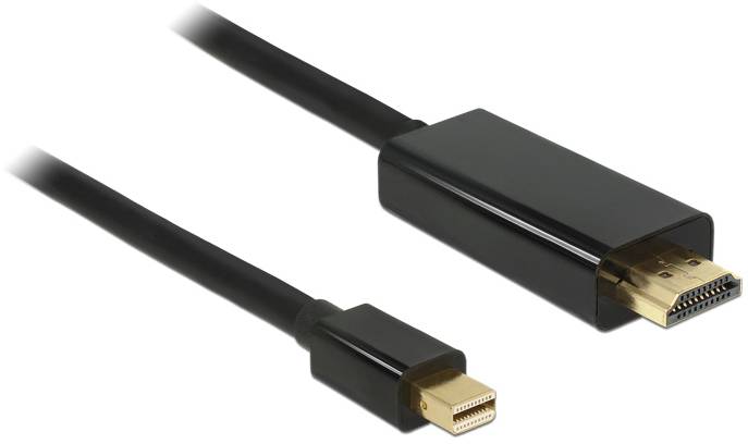 Delock HDMI / Mini-DisplayPort Anschlusskabel Mini DisplayPort Stecker, HDMI-A Stecker 2m Schwarz 83699 vergoldete Steckkontakte