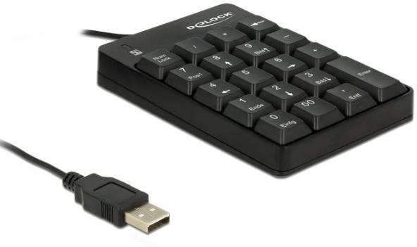 Externes Ziffernblock-Tastaturfeld mit USB-Anschluss. Enthält Tasten numerischer Eingabe von 0 bis 9 sowie Funktionen wie 'Enter' und 'Tab'.
