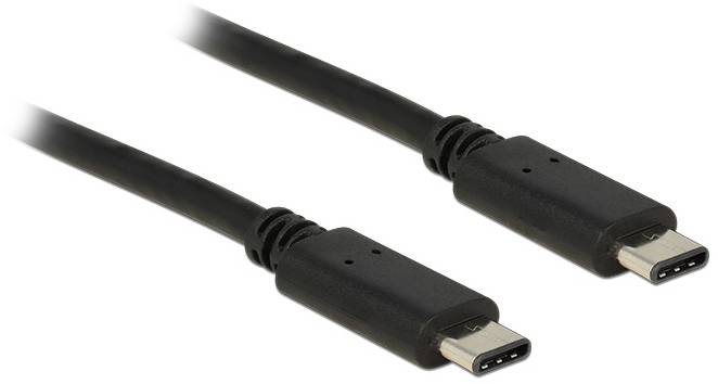Zwei USB-C-Kabelstecker, schwarz, liegen parallel nebeneinander.