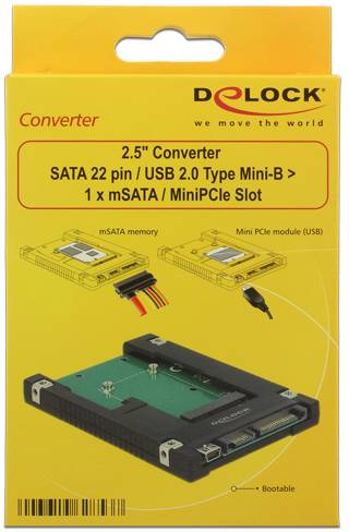 Delock 62853 Schnittstellen-Konverter [1x SATA, USB 2.0 - 1x mSATA, Mini-PCI-Express]