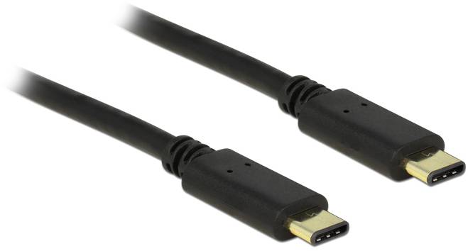 Zwei schwarze USB-C-Kabel, die sich nebeneinander befinden, zeigen ihre Steckverbindungen.