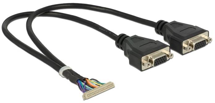 Delock Seriell Anschlusskabel [1x Stecker - 2x VGA-Buchse] 0.34m Schwarz