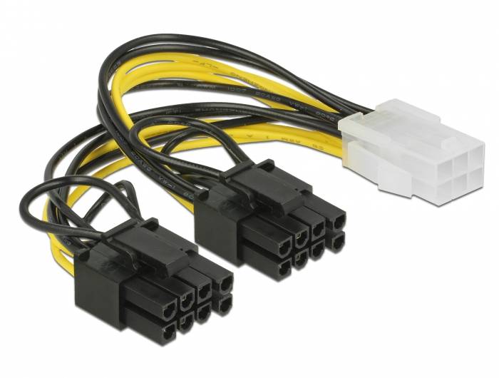 Delock Strom Anschlusskabel 15cm Schwarz, Gelb