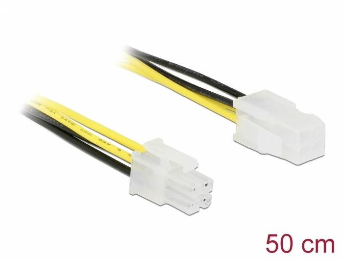 Kabel mit zwei weißen Steckverbindern, ca. 50 cm lang, mit gelben und schwarzen Drähten.