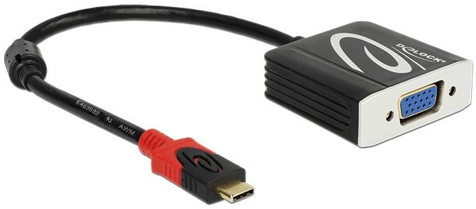 Ein schwarzes Adapterkabel mit Mini HDMI-Stecker auf VGA-Buchse, nützlich zum Verbinden von modernen Geräten mit älteren Monitoren.