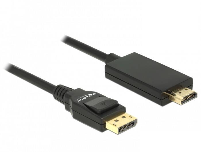 Delock DisplayPort / HDMI Anschlusskabel DisplayPort Stecker, HDMI-A Stecker 5m Schwarz 85319 vergoldete Steckkontakte, verdrillt