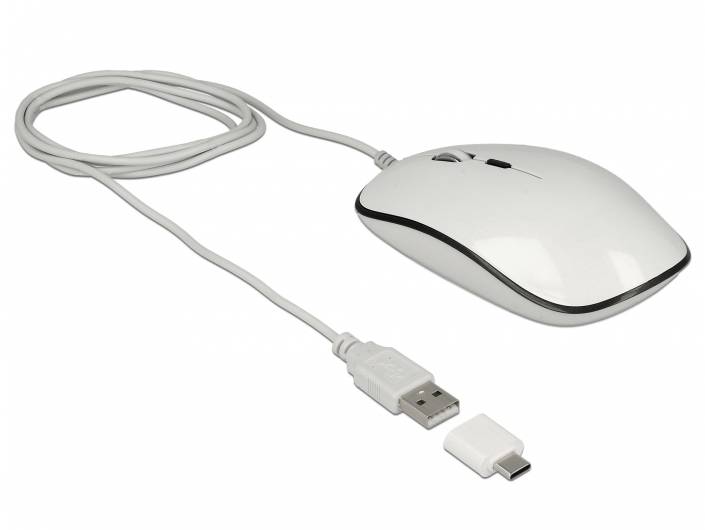 Delock 12532 Maus USB Optisch Weiß 4 Tasten 3200 dpi