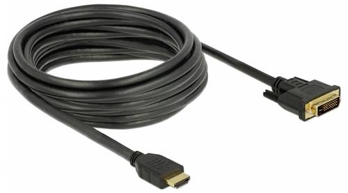 Delock HDMI / DVI Anschlusskabel HDMI-A Stecker, DVI-D 24+1pol. Stecker 5 m Schwarz 85656 dreifach