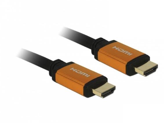 Zwei orange HDMI-Kabel mit Steckern.