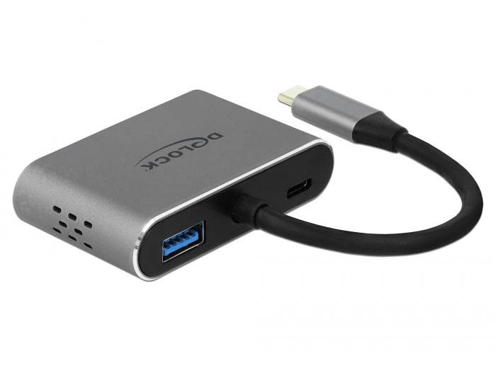 Delock USB 2.0 Adapter [1x USB-C® Stecker - 1x HDMI-Buchse, VGA-Buchse, USB-C® Buchse] 64074 0.12m