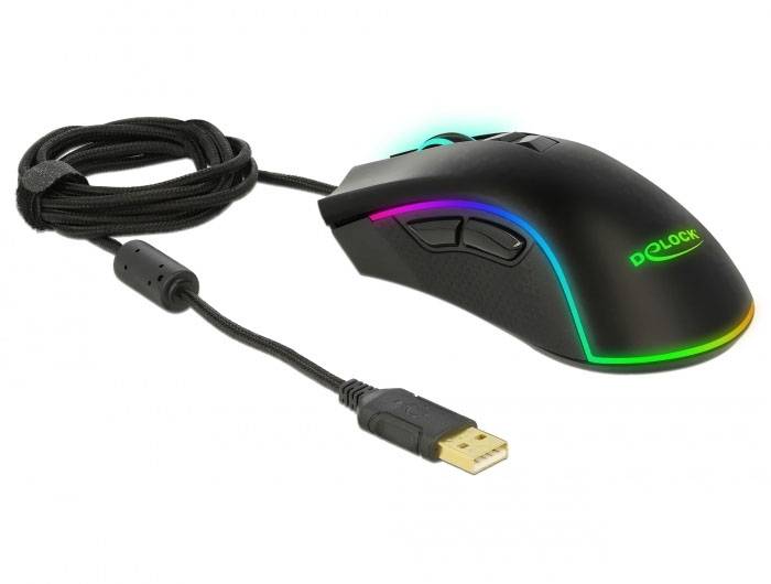 Delock 12670 Ergonomische Maus USB Optisch Schwarz 6 Tasten 10000 dpi