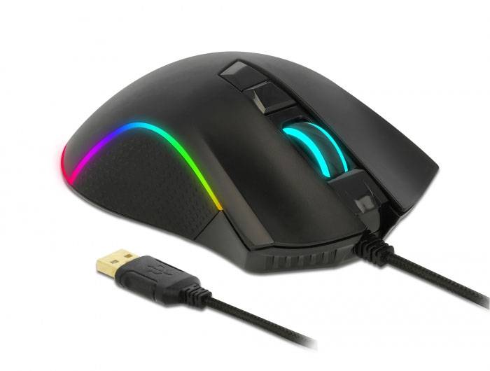 Delock 12670 Ergonomische Maus USB Optisch Schwarz 6 Tasten 10000 dpi