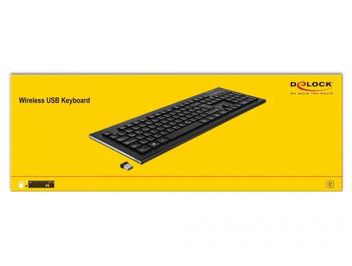 Delock 12671 Kabellos Tastatur Deutsch, QWERTZ Schwarz USB-Anschluss