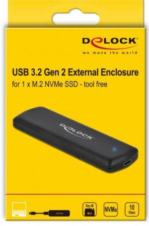 Delock 42615 Externes Gehäuse für M.2 PCIe NVMe SSD USB-C®, M.2 10 GBit/s M.2 PCIe NVMe 2280, 2260, 2242, 2230 42615