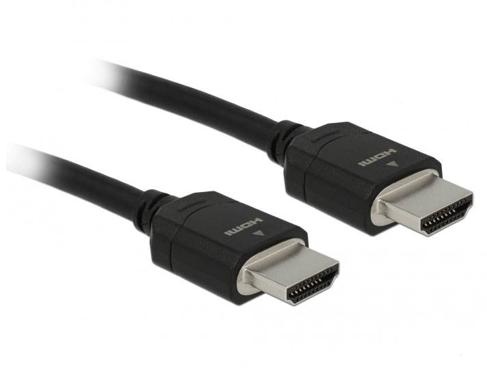 Zwei schwarze HDMI-Kabel mit Metallsteckern.