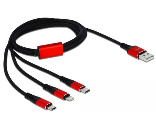 Delock USB-Kabel USB 2.0 USB-A Stecker, USB-C® Stecker, USB-Micro-B Stecker, Apple Lightning Stecke