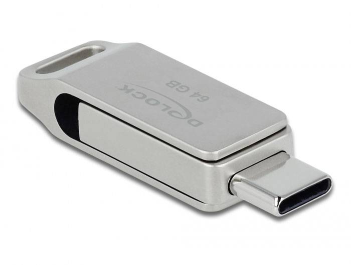 Delock 54075 USB-Stick Glas 64GB Silber 54075 USB, USB-A, USB-C®