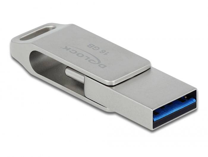 Delock 54075 USB-Stick Glas 64GB Silber 54075 USB, USB-A, USB-C®