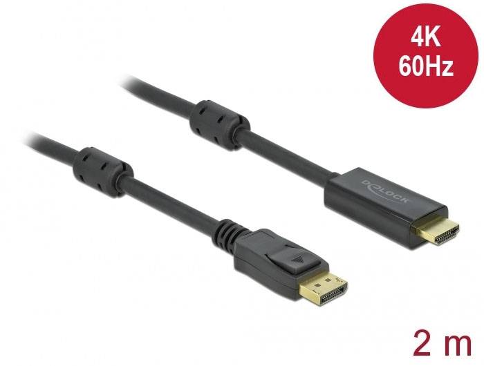 DisplayPort zu HDMI Kabel, 2 Meter Länge, geeignet für 4K bei 60Hz.