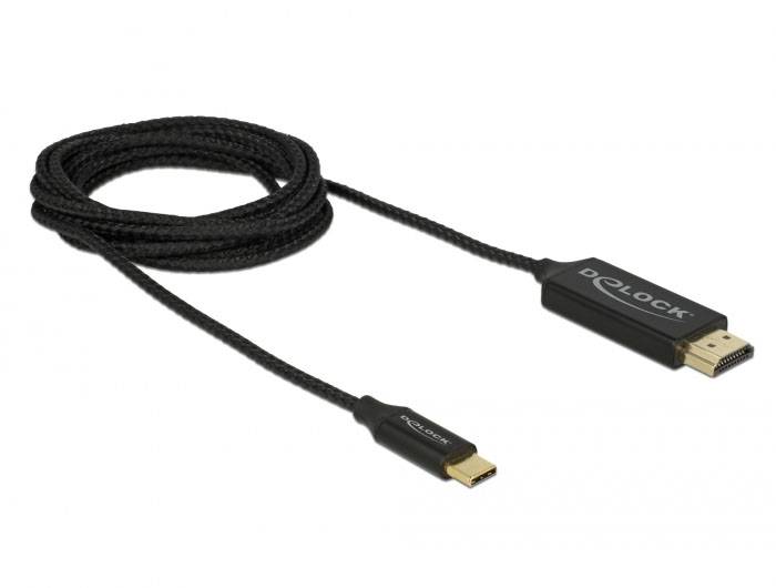 Delock USB / HDMI Anschlusskabel USB-C® Stecker, HDMI-A Stecker 2m Schwarz 84905 vergoldete Steckkontakte, 4K UHD USB-C® Kabel
