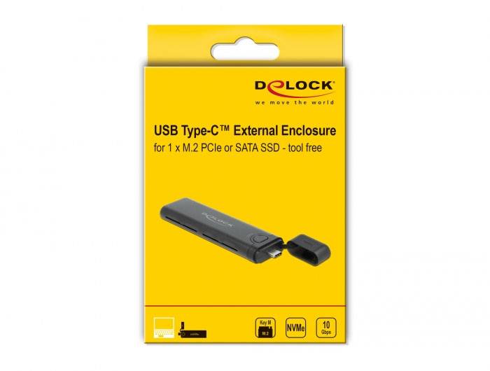 Delock 42635 Externes Gehäuse für M.2 PCIe NVMe SSD USB-C®, M.2 10 GBit/s 2260, 2230, 2242, 2280 42635