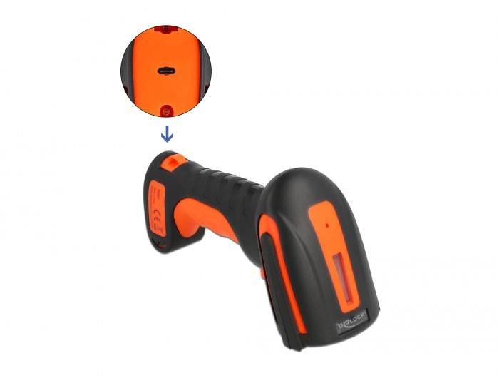 Delock 90507 2D Barcode-Scanner Bluetooth® 1D, 2D LED Schwarz, Orange Smartphone- / Tablet-Scanner