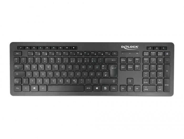 Delock 12004 Kabellos Tastatur Deutsch, QWERTZ Schwarz USB-Anschluss