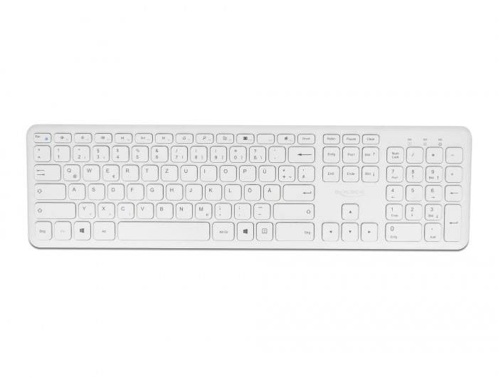 Delock 12703 Kabellos Maus, Tastatur Integriertes Scrollrad, Maustasten, mit numerischer Tastatur, Wiederaufladbar Deutsch