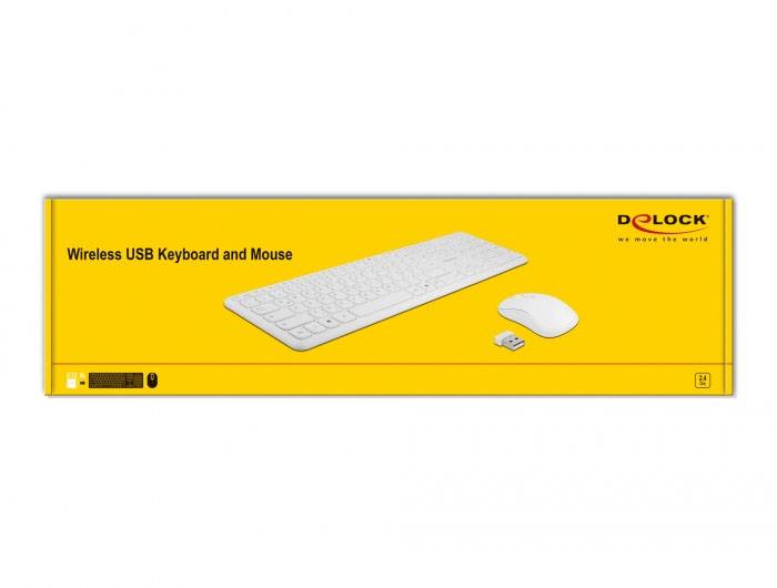 Delock 12703 Kabellos Maus, Tastatur Integriertes Scrollrad, Maustasten, mit numerischer Tastatur, Wiederaufladbar Deutsch