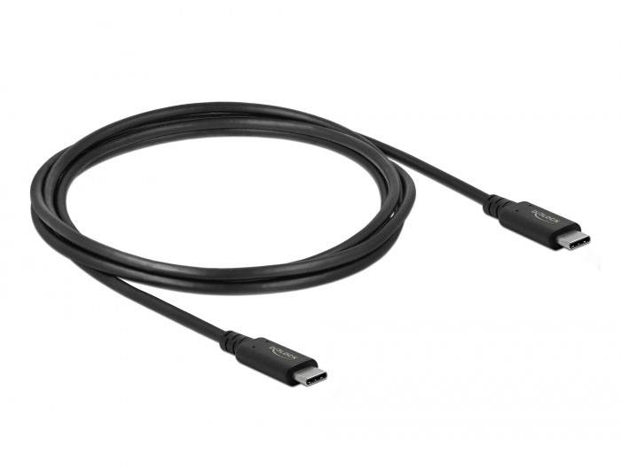 Ein schwarzes USB-C-Kabel, geeignet für Datenübertragung und Aufladen von Geräten.