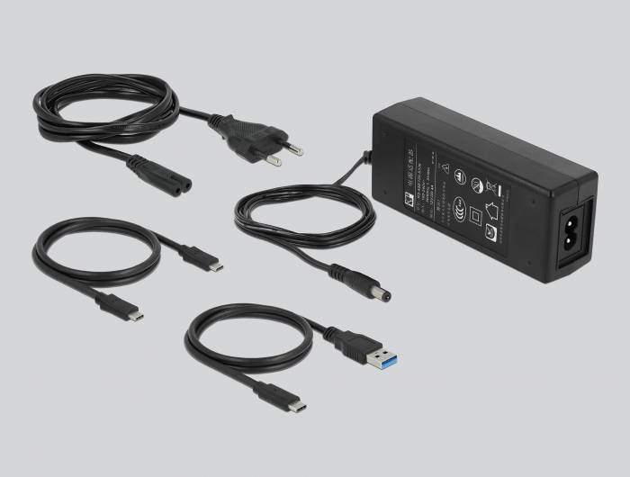 Delock 64124 USB-C®, DC-Buchse 3.5mm Festplatten-Dockingstation mit Clone-Funktion