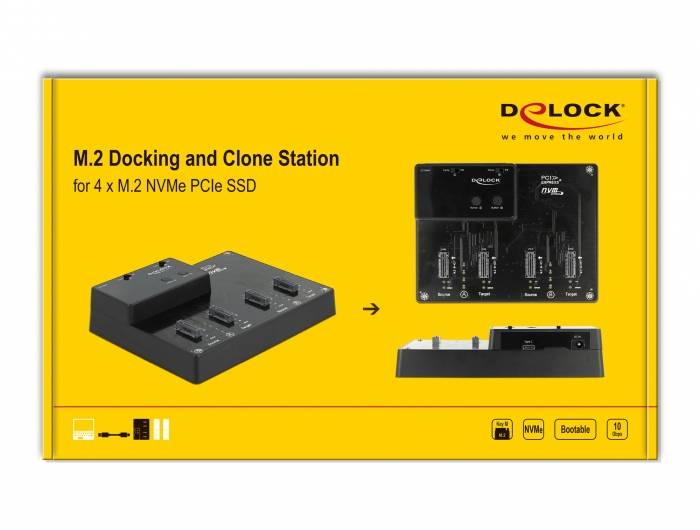 Delock 64124 USB-C®, DC-Buchse 3.5mm Festplatten-Dockingstation mit Clone-Funktion