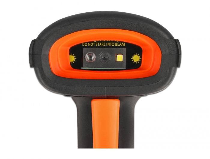 Delock 90556 2D Barcode-Scanner Bluetooth®, Kabelgebunden 1D, 2D LED Schwarz, Orange Hand-Scanner inkl. Standfuß